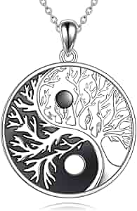 Amazon.com: AXELUNA Yin Yang Necklace Sterling Silver Tree